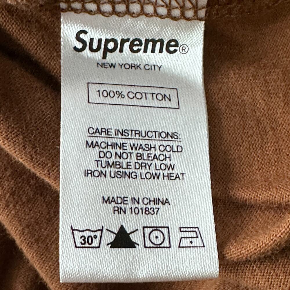 Supreme Karate T-Shirt Mens Medium Brown Cotton Embroidered Long Sleeve Pullover - Picture 6 of 10